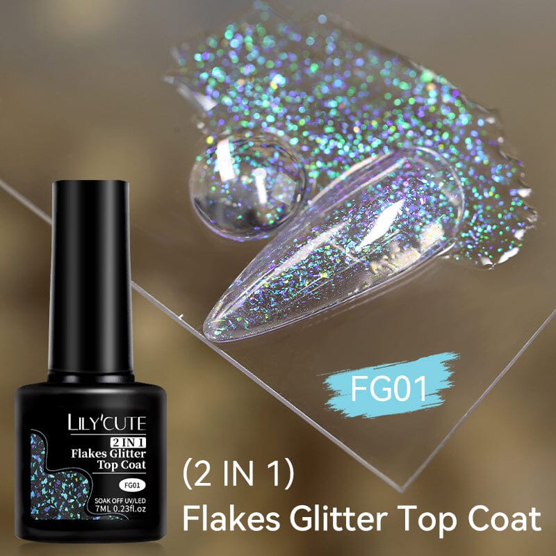 Flakes Glitter Top Coat FG01 7ml Base & Top Coat LILYCUTE