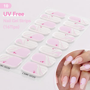 16 Tips UV Free Semi-Cured Gel Nail Strips Clearance Harunouta CMK-0026