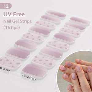 16 Tips UV Free Semi-Cured Gel Nail Strips Clearance Harunouta CMK-0030