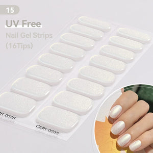 16 Tips UV Free Semi-Cured Gel Nail Strips Clearance Harunouta CMK-0035