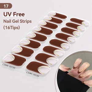 16 Tips UV Free Semi-Cured Gel Nail Strips Clearance Harunouta CMK-0039