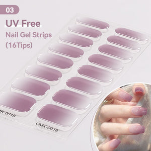16 Tips UV Free Semi-Cured Gel Nail Strips Clearance Harunouta CMK-0018