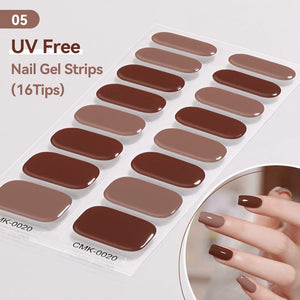 16 Tips UV Free Semi-Cured Gel Nail Strips Clearance Harunouta