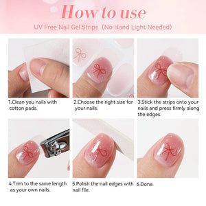 16 Tips UV Free Semi-Cured Gel Nail Strips Clearance Harunouta