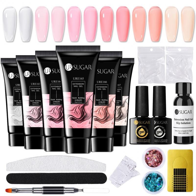 6 Colors Extension Nail Gel Tools Kit Jelly Pink 15ml Extension Nail Gel UR SUGAR