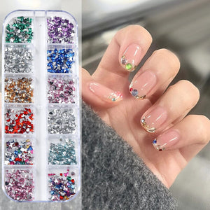 12 Grids Mini Mixed Rhinestones 3D Nail Decorations Nail Art No Brand 01