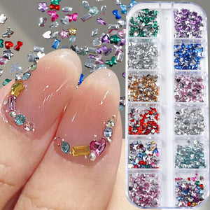 12 Grids Mini Mixed Rhinestones 3D Nail Decorations Nail Art No Brand