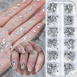 12 Grids Mini Mixed Rhinestones 3D Nail Decorations Nail Art No Brand