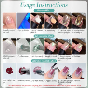 Green Cat Magnetic Chrome Powder Nail Powder BORN PRETTY