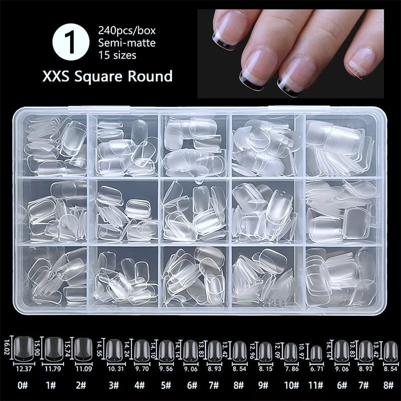 240pcs Square Round Semi-Matte False Nail Tips Nail Tips No Brand