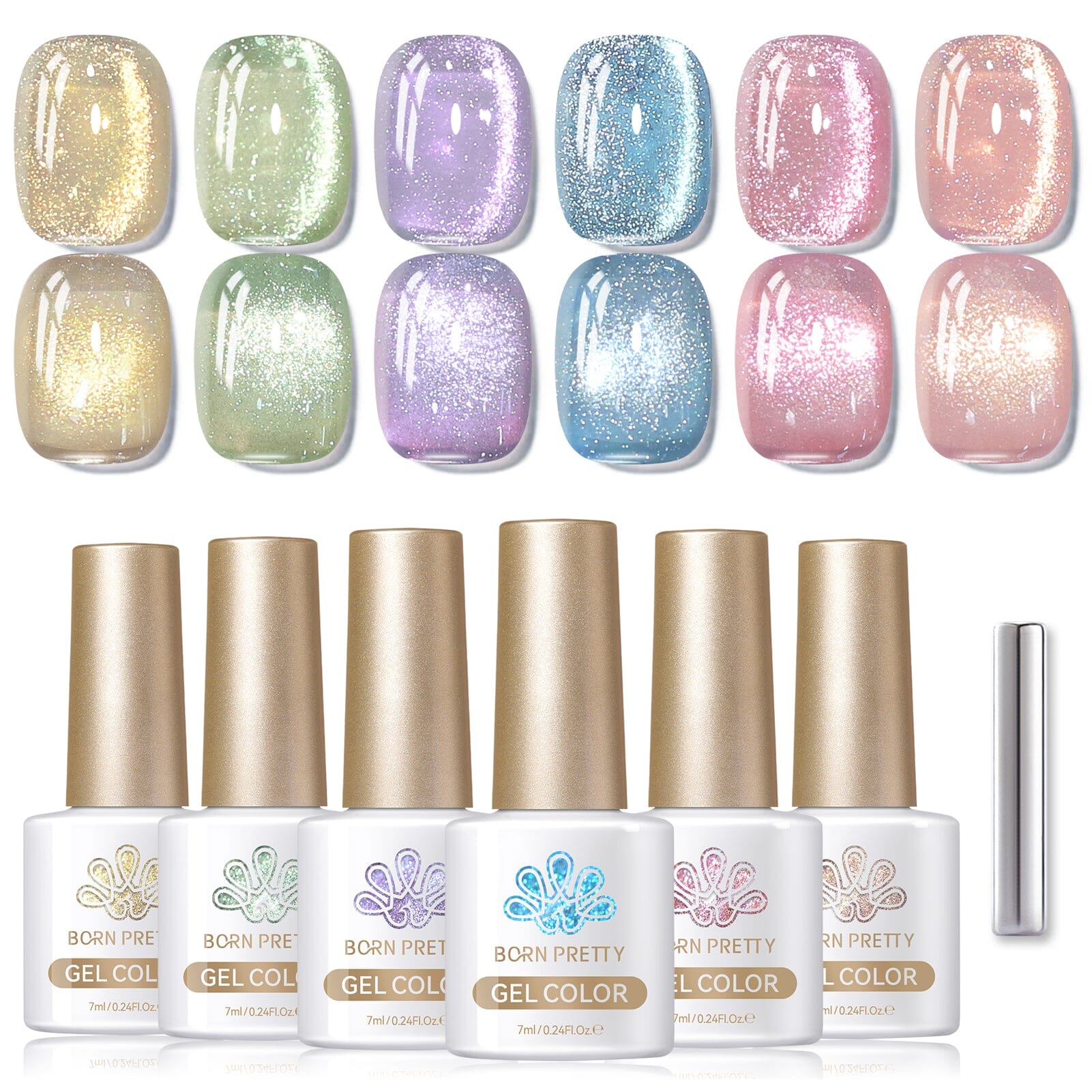 6 Colors Light Flow Colored Cat Magnetic Gel Polish Set M02 7ml Gel Nail Polish BORN PRETTY