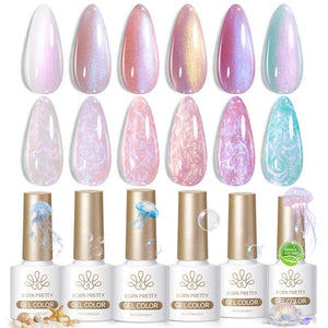 6 Colors Pearl Thread Swirl Gel T02 Nebulas 7ml HEMA/TPO FREE Gel Nail Polish BORN PRETTY