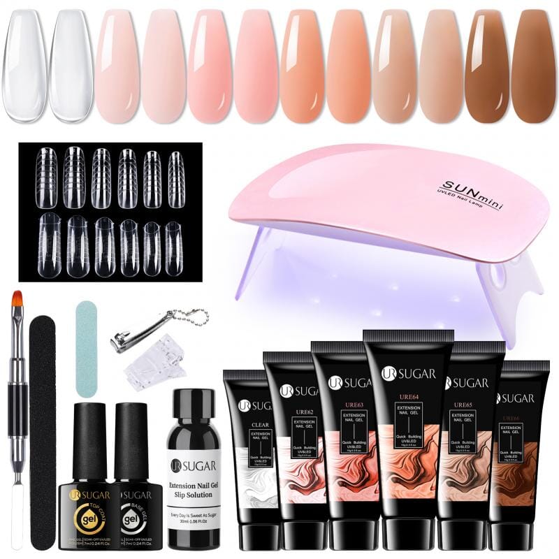 6 Colors Extension Nail Gel Starter Kit NUDE 15ml