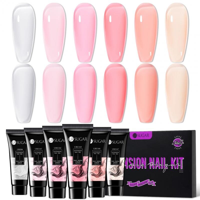 6 Colors Extension Nail Gel Set Jelly Pink 15ml