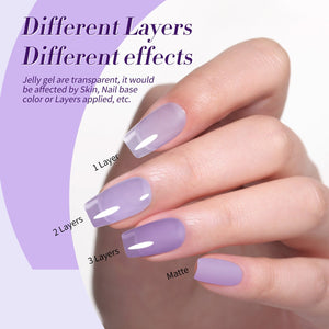 6 Colors Purple Ice Jelly Gel Polish Set J04 Lilac Whispers 7ml Gel Nail Polish BORN PRETTY