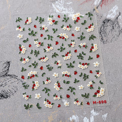 White Floral Jelly Self-Adhesive Nail Stickers M698
