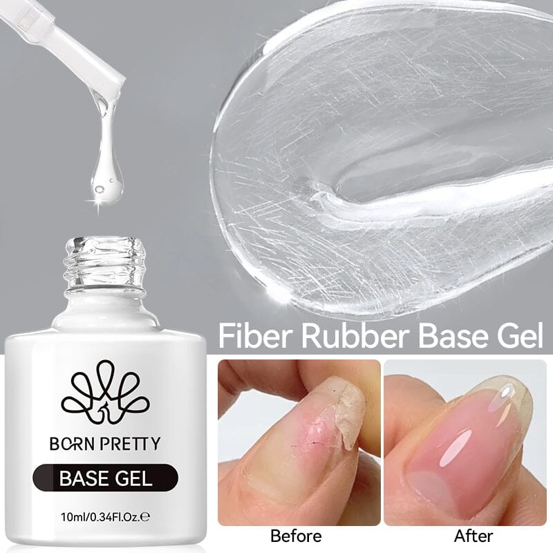 Fiber Rubber Base Gel FB01 Clear 10ml Gel Nail Polish BORN PRETTY