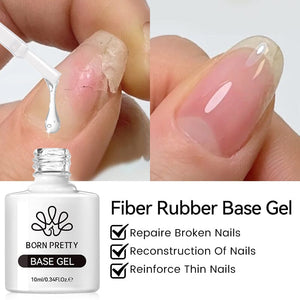 Fiber Rubber Base Gel FB01 Clear 10ml Gel Nail Polish BORN PRETTY
