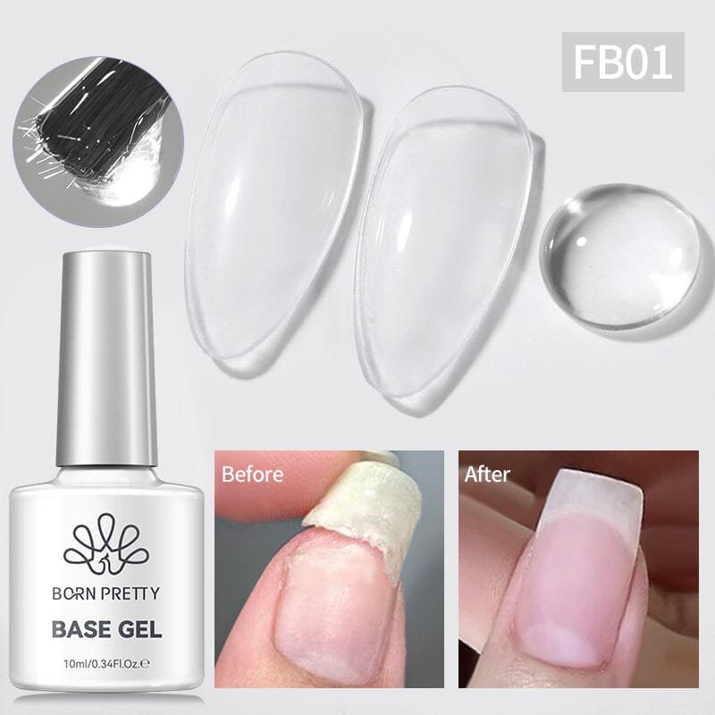 Fiber Rubber Base Gel FB01 Clear 10ml Gel Nail Polish BORN PRETTY