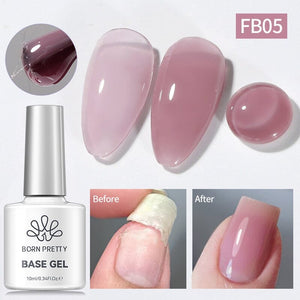 Fiber Rubber Base Gel FB05 Purplish Pink 10ml Gel Nail Polish BORN PRETTY