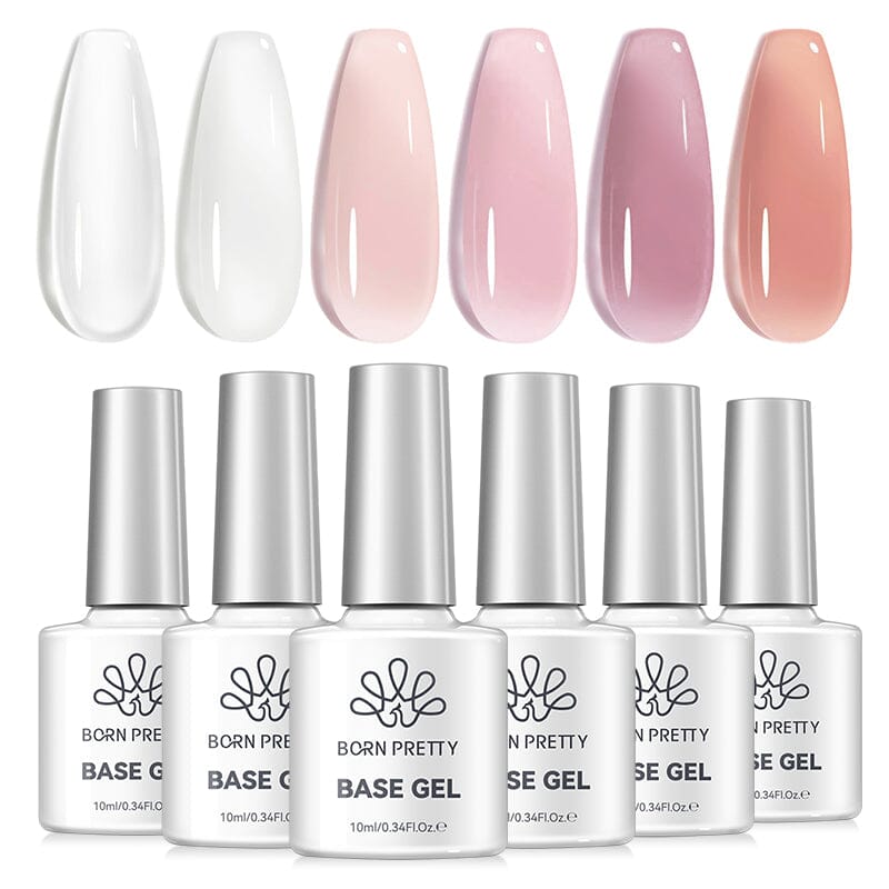 Fiber Rubber Base Gel 10ml Gel Nail Polish BORN PRETTY 6 Colors Set