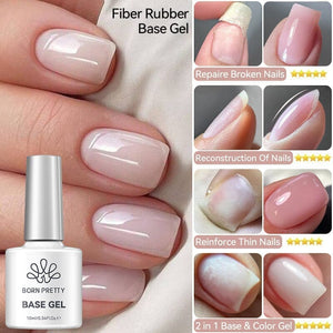 Fiber Rubber Base Gel FB04 Light Pink 10ml Gel Nail Polish BORN PRETTY