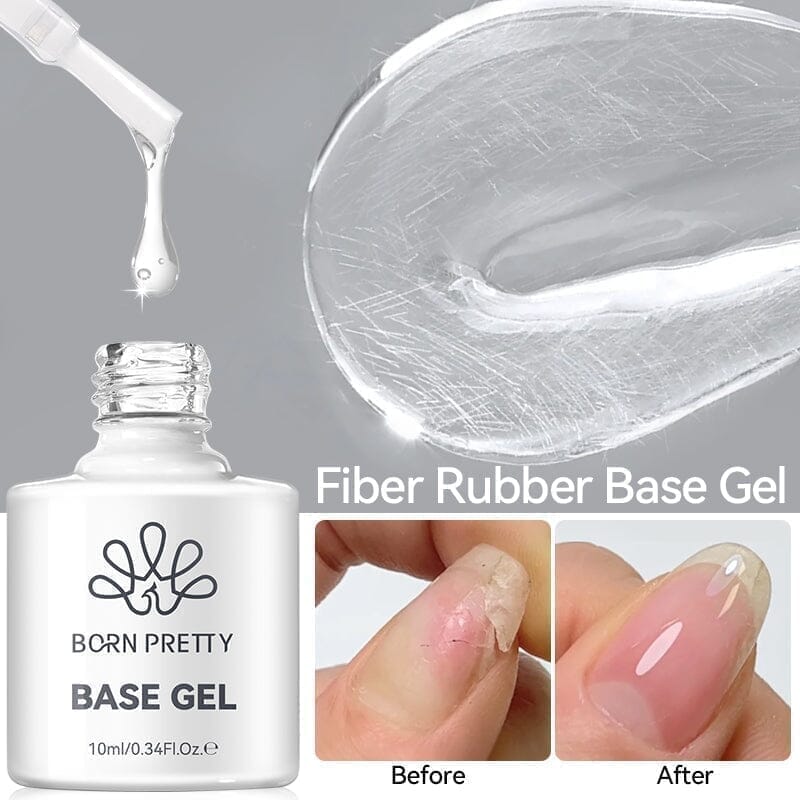 Fiber Rubber Base Gel FB02 Milky White 10ml Gel Nail Polish BORN PRETTY