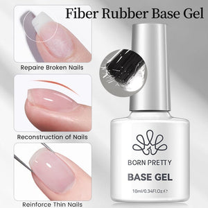 Fiber Rubber Base Gel FB05 Purplish Pink 10ml Gel Nail Polish BORN PRETTY