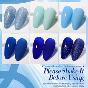 6 Colors Gel Set S07 Blue Horizon 7ml Gel Nail Polish BORN PRETTY