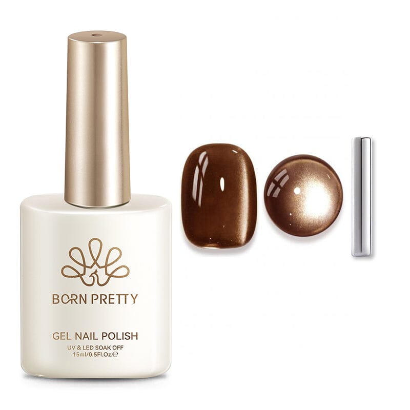 Glass Cat Magnetic Gel MY80 Dark Chocolate 15ml Gel Nail Polish BORN PRETTY