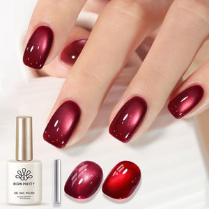 Glass Cat Magnetic Gel Polish MY82 Berry Red 15ml Gel Nail Polish BORN PRETTY