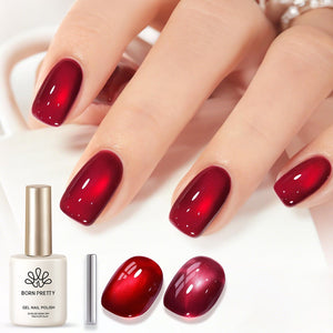 Glass Cat Magnetic Gel Polish MY82 Berry Red 15ml Gel Nail Polish BORN PRETTY