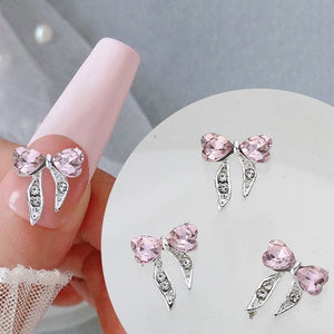 Pink Butterfly Rhinestones Alloy 3D Nail Decoration #12 Nail Decoration No Brand
