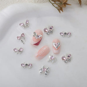 Pink Butterfly Rhinestones Alloy 3D Nail Decoration #10 Nail Decoration No Brand