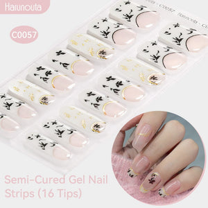 16 Tips Semi-cured Gel Nail Wraps C0057-C0071 Nail Sticker Harunouta C0057