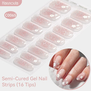 16 Tips Semi-cured Gel Nail Wraps C0057-C0071 Nail Sticker Harunouta C0065