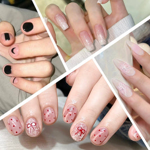 16 Tips Black Lines Semi-cured Gel Nail Wraps C0066 Nail Sticker Harunouta