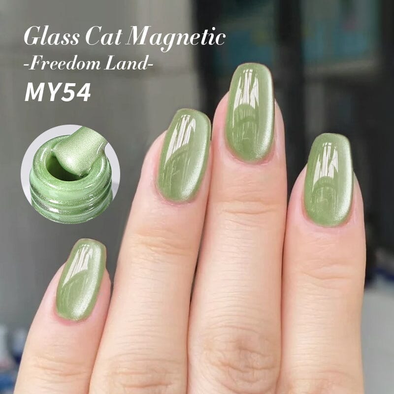 Green Glass Cat Magnetic Gel Polish Freedom Land MY54 10ml Gel Nail Polish BORN PRETTY