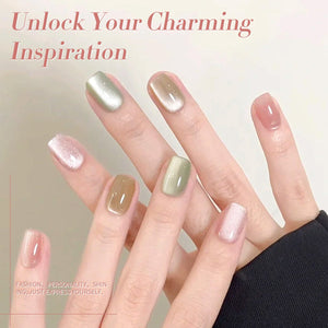 6 Colors Glass Cat Magnetic Gel Polish Set M08 Jasmine Blossoms 7ml Gel Nail Polish BORN PRETTY