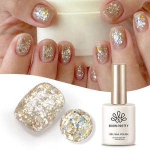 Gold Colorful Sequins Glitter Gel Polish SG06 Sparkle Fly 15ml Gel Nail Polish BORN PRETTY