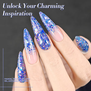 Purple Colorful Sequins Glitter Gel Polish SG12 Crape Myrtle 15ml Gel Nail Polish BORN PRETTY