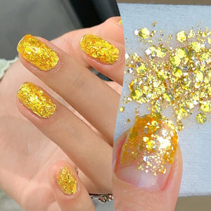 Gold Glitter Sequins Gel Polish SG16 Golden Star 10ml Gel Nail Polish BORN PRETTY