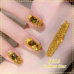 Gold Glitter Sequins Gel Polish SG16 Golden Star 10ml Gel Nail Polish BORN PRETTY