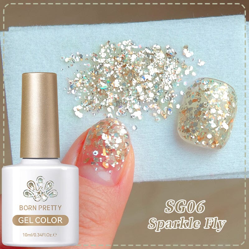 Glitter Sequins Gel Polish SG05-SG16 10ml Gel Nail Polish BORN PRETTY SG06 Sparkle Fly