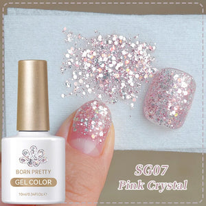 Glitter Sequins Gel Polish SG05-SG16 10ml Gel Nail Polish BORN PRETTY SG07 Pink Crystal