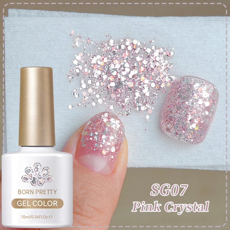 Glitter Sequins Gel Polish SG05-SG16 10ml Gel Nail Polish BORN PRETTY SG07 Pink Crystal