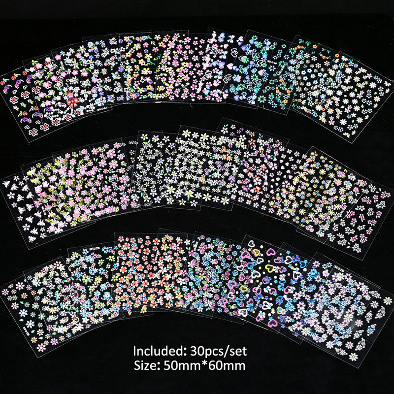 30pcs Flowers 3D Nail Stickers NLS003