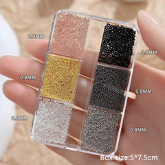 6 Grids Round Stainless Steel Beads Nail Decoration Nail Decoration No Brand 01