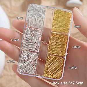 6 Grids Round Stainless Steel Beads Nail Decoration Nail Decoration No Brand 02