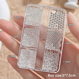 6 Grids Round Stainless Steel Beads Nail Decoration Nail Decoration No Brand 03